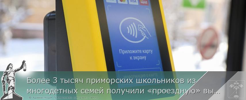 Более 3 тысяч приморских школьников из многодетных семей получили «проездную» выплату | Администрация муниципального округа город Партизанск Приморского края Официальный сайт Более 3 тысяч приморских школьников из многодетных семей получили «проездную» выплату | Администрация муниципального округа город Партизанск Приморского края Официальный сайт