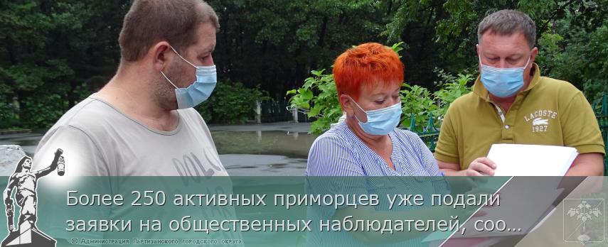 Более 250 активных приморцев уже подали заявки на общественных наблюдателей, сообщает www.primorsky.ru | Администрация муниципального округа город Партизанск Приморского края Официальный сайт Более 250 активных приморцев уже подали заявки на общественных наблюдателей, сообщает www.primorsky.ru | Администрация муниципального округа город Партизанск Приморского края Официальный сайт