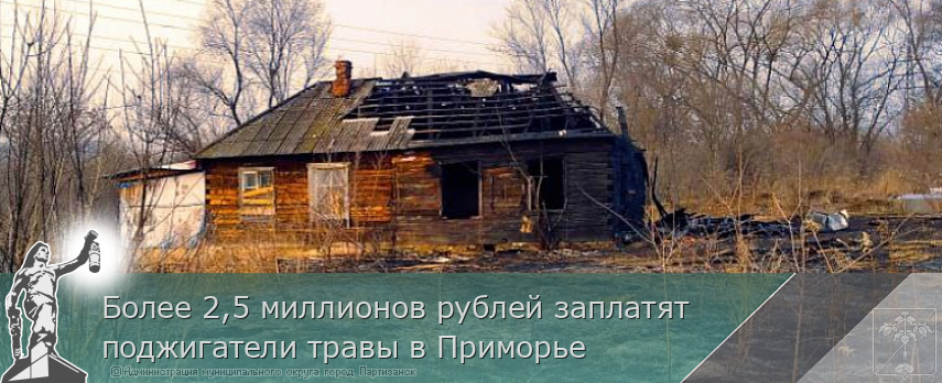 Более 2,5 миллионов рублей заплатят поджигатели травы в Приморье | Администрация муниципального округа город Партизанск Приморского края Официальный сайт Более 2,5 миллионов рублей заплатят поджигатели травы в Приморье | Администрация муниципального округа город Партизанск Приморского края Официальный сайт